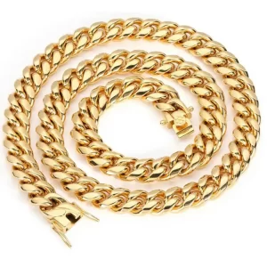 Colar de corrente cubana aço inoxidável com 14mm/22 inch