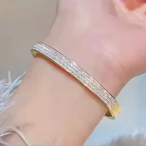 Pulseira fina feminina Zhongzhe Fashion, banhada a ouro 18K, aço inoxidável, à prova d'água, anti-manchas, com zircônia