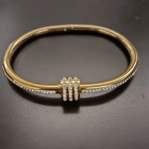 Pulseira Dourada, aço inoxidável, à prova d'água, anti-manchas, com zircônia